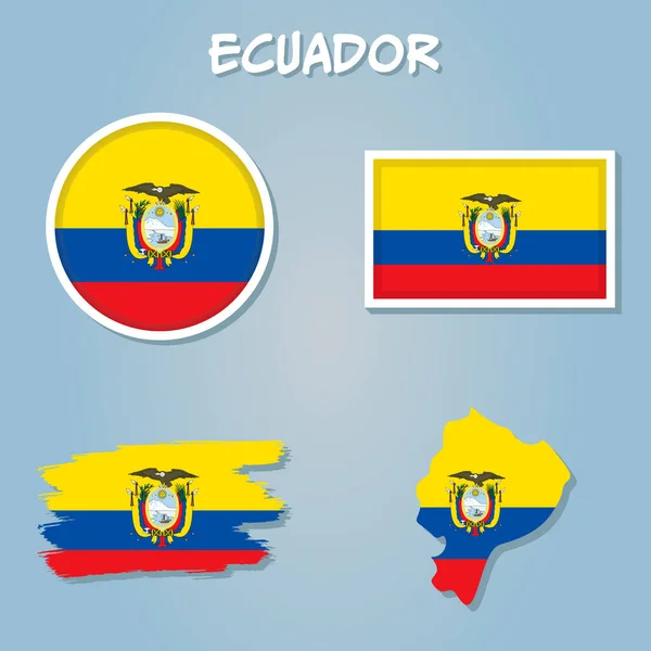 Ecuador Mapa Bandera Alta Ilustración Vectorial Detallada — Archivo Imágenes Vectoriales