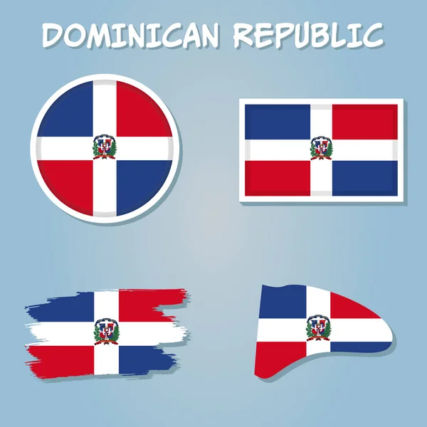 Δομινικανή Δημοκρατία Χάρτης Έναν Παγκόσμιο Χάρτη Σημαία Και Δείκτη Χάρτη — Διανυσματικό Αρχείο