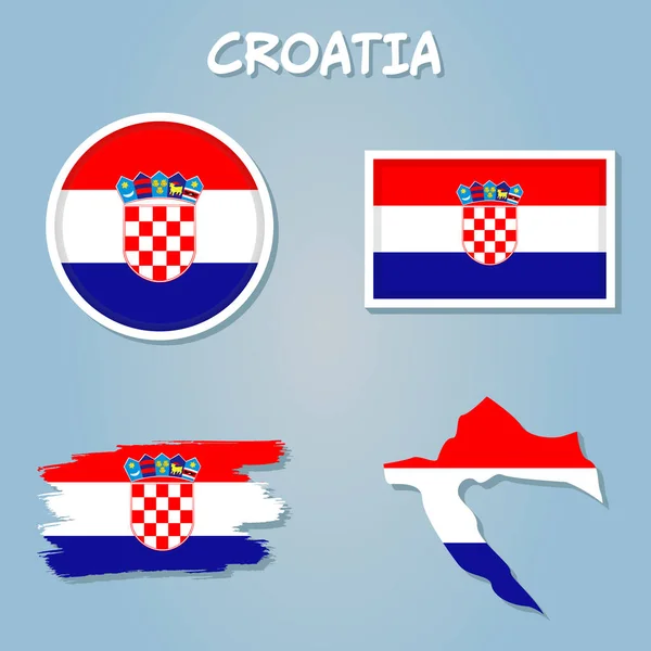 Vektorillustration Einer Europakarte Mit Hervorgehobenem Kroatien Und Kroatischer Flagge — Stockvektor