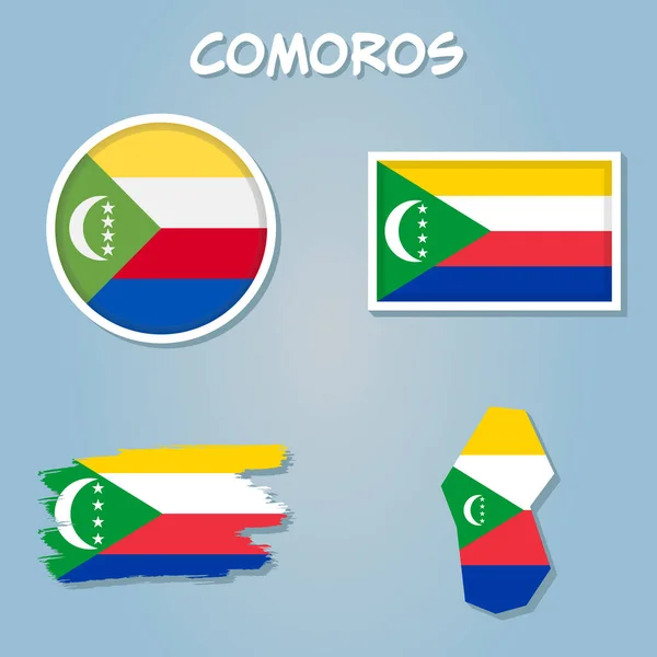 Drapeau Des Comores Union Bannière Nationale Symbole Patriotique Des Comores — Image vectorielle