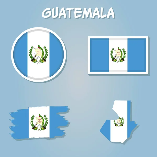 Karte Von Guatemala Flagge Von Guatemala Darauf — Stockvektor