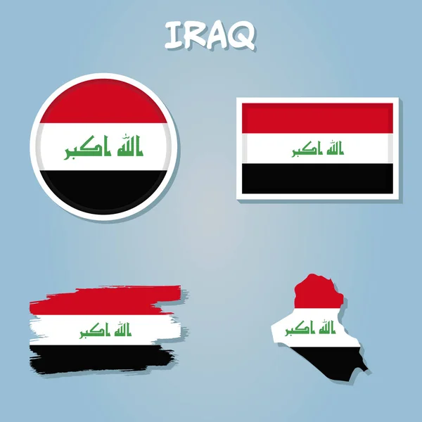 Illustration Vectorielle Carte Irak Avec Drapeau — Image vectorielle