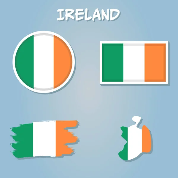 Mappa Dell Irlanda Con Bandiera Dipinto Mano Con Pennello Illustrazione — Vettoriale Stock
