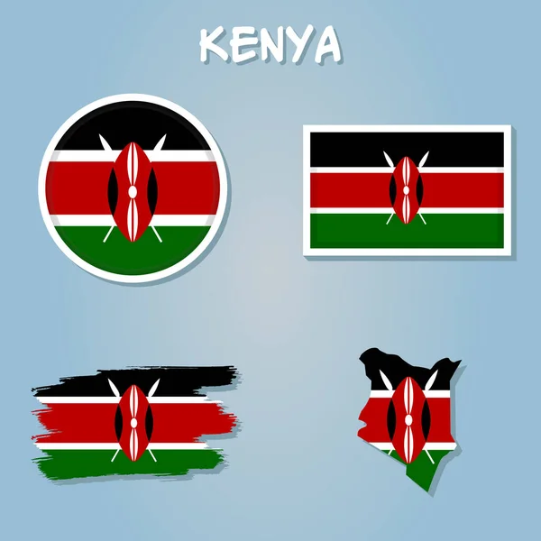 Prosta Płaska Mapa Republiki Kenii — Wektor stockowy