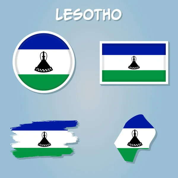 Lesotho National Flag Map Design Ilustracja Flagi Lesotho Country Wewnątrz — Wektor stockowy