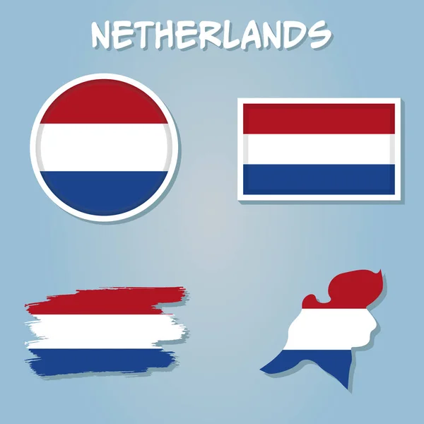 Mapa Vetorial Holanda Com Bandeira Isolado Fundo Azul —  Vetores de Stock