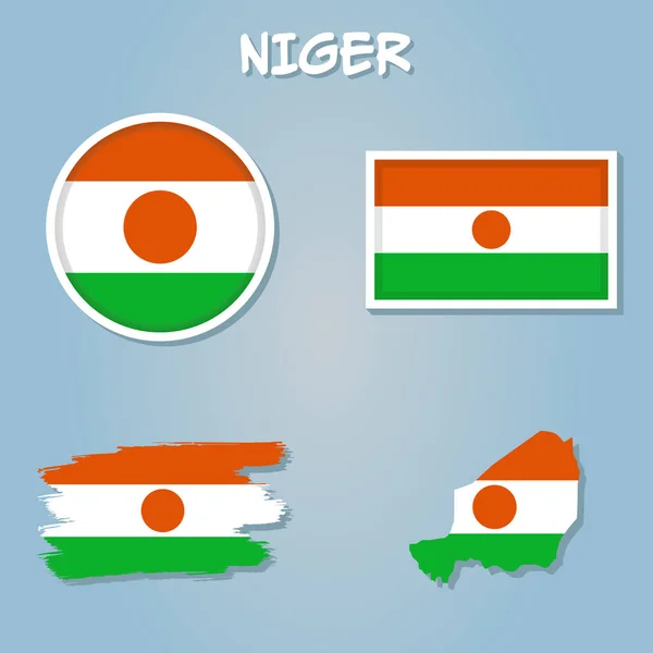 Desain Peta Bendera Nasional Niger Ilustrasi Bendera Negara Niger Dalam - Stok Vektor