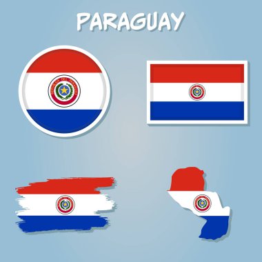 Ulusal bayrağı olan Paraguay haritası.