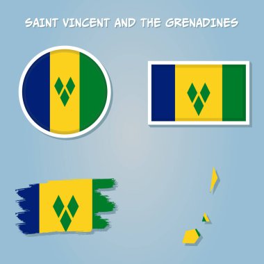 Harita bölgesinde Saint Vincent ve Grenadines bayrağı.