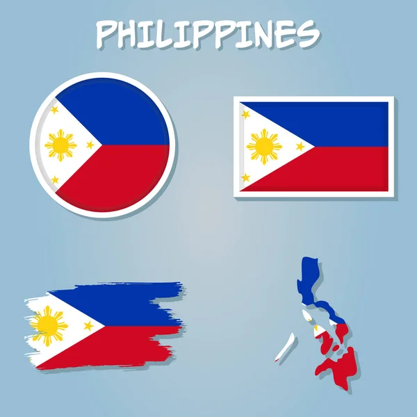 Mapa Vetorial Das Filipinas Com Bandeira Dentro — Vetor de Stock