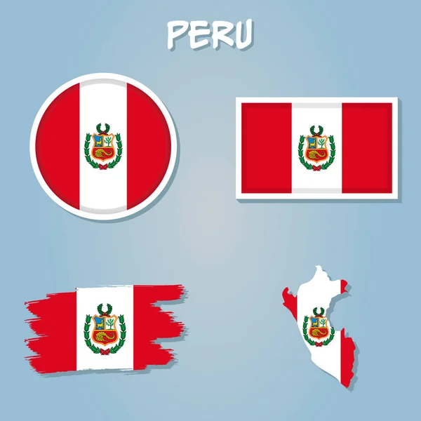 Bandeira Peru Dentro Das Fronteiras Mapa Peruano Ilustração Vetorial — Vetor de Stock