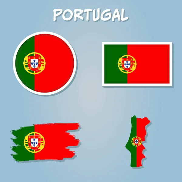 Bandeira República Portuguesa Sobreposta Esboço Detalhado Mapa País Isolado Sobre — Vetor de Stock