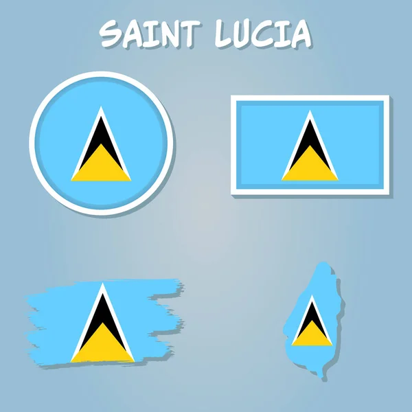 Mapa Kontur Flaga Saint Lucia Ektor Izolowany Uproszczony Ilustracja Ikona — Wektor stockowy