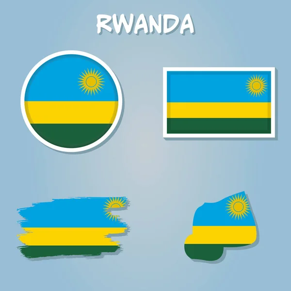 Afryka Wschodnia Rwanda Wektor Flagi Kraju Niebieskim Tle — Wektor stockowy