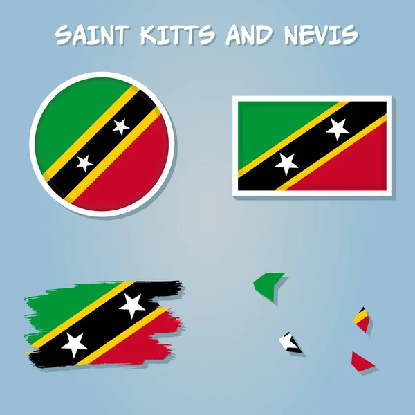 Mapa Saint Kitts Nevis Kolorach Flagi Saint Kitts Nevis — Wektor stockowy
