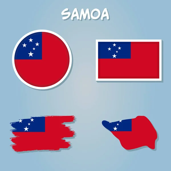 Szamoa Térképe Zászló Nemzet — Stock Vector