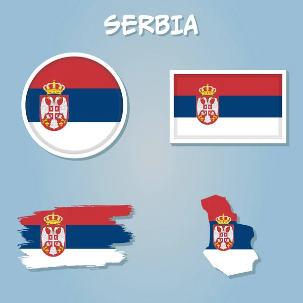 Sırp Haritasında Sırbistan Bayrağı Taşıyıcı Illüstrasyonla Sınırda — Stok Vektör