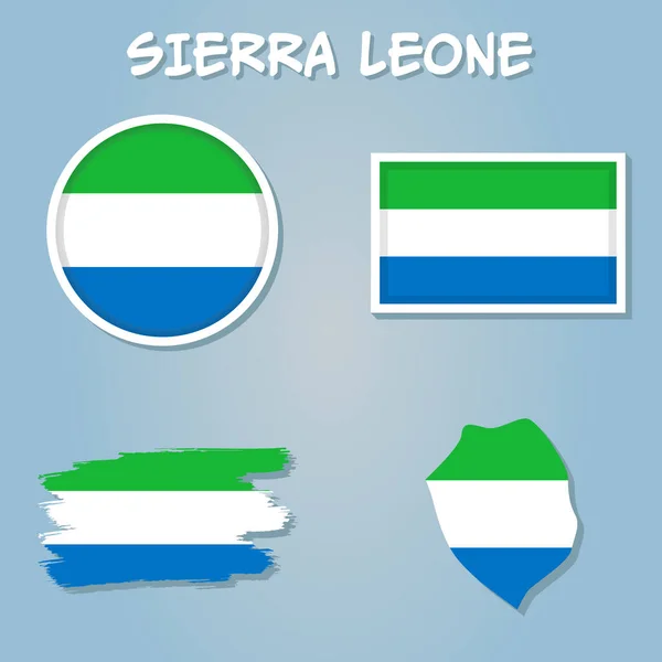 Flaga Sierra Leone Wewnątrz Mapy Sierra Leone Obrazuje Wektor — Wektor stockowy