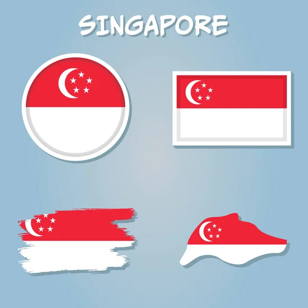 Слоистые Редактируемые Векторные Иллюстрации Карта Сингапура — стоковый вектор