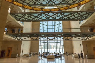 Doha, Qatar - 2018, january, 18th - the interior of the Islamic art museum, in architecture icon in Doha, Qatar