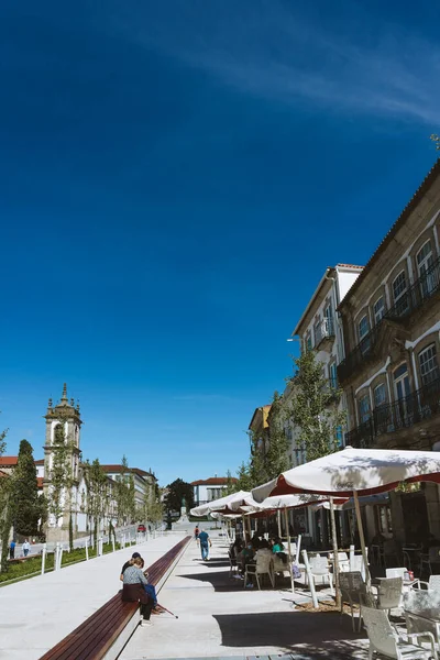 Vila Real Portugalsko 2021 Září Open Air Restaurant Tables Downtown — Stock fotografie