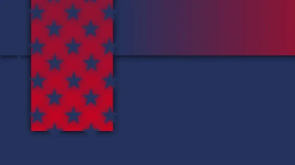 现代简单的抽象与正方形和星形背景 在深蓝色 白色和红色的美国国旗的颜色梯度混合 可供文本和引文使用 — 图库照片