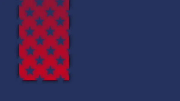 现代简单的抽象与正方形和星形背景 在深蓝色 白色和红色的美国国旗的颜色梯度混合 可供文本和引文使用 — 图库照片