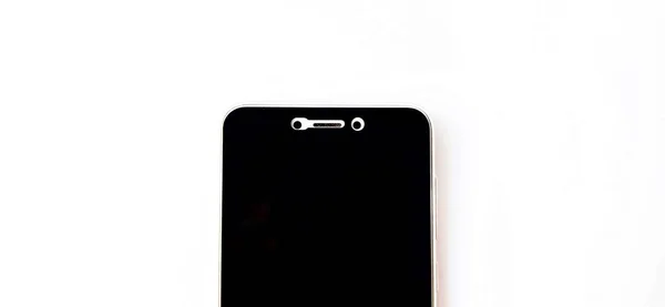 Black Screen Smartphone Device White Background Suitable Company Phone Industry — Photo