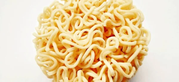 Fideos Instantáneos Sin Cocer Con Espacio Negativo Aislado Sobre Fondo — Foto de Stock