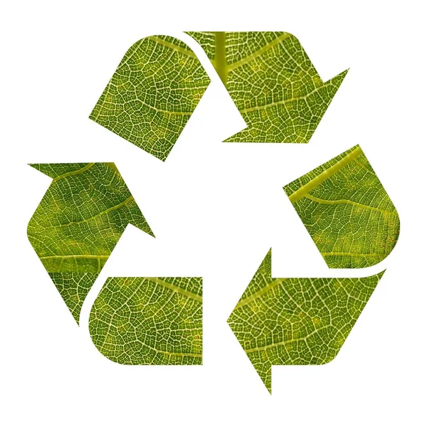 Recyklační Symbol Zelených Listů Obrazový Vzor Koncept Pozemského Dne Návrh — Stock fotografie