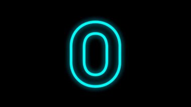 The animation of colorful number with the glowing shadow on the number, isolated on the black background. Numerical and cartoon footage illustration design.