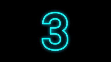 Siyah arkaplanda izole edilmiş, üzerinde parlayan gölge olan renkli sayının animasyonu. Sayısal ve çizgi film görüntüleme tasarımı.