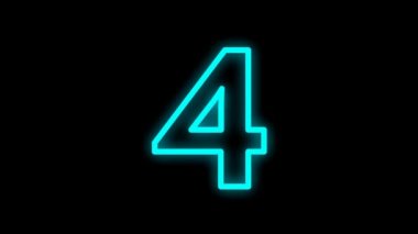 Siyah arkaplanda izole edilmiş, üzerinde parlayan gölge olan renkli sayının animasyonu. Sayısal ve çizgi film görüntüleme tasarımı.