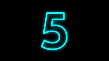 Siyah arkaplanda izole edilmiş, üzerinde parlayan gölge olan renkli sayının animasyonu. Sayısal ve çizgi film görüntüleme tasarımı.