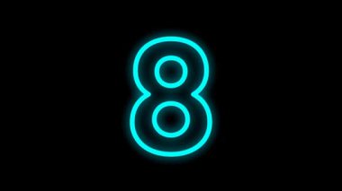 The animation of colorful number with the glowing shadow on the number, isolated on the black background. Numerical and cartoon footage illustration design.