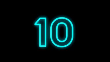Siyah arkaplanda izole edilmiş, üzerinde parlayan gölge olan renkli sayının animasyonu. Sayısal ve çizgi film görüntüleme tasarımı.