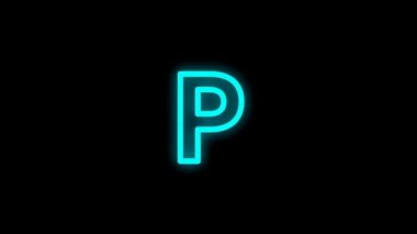 The colorful alphabet cartoon animation with glowing shadow effect of alphabet letter, isolated on the dark background. Alphabet cartoon footage illustration design.