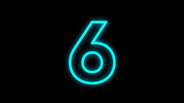 Animation Colorful Number Glowing Shadow Number Isolated Black Background Numerical — Videoclip de stoc