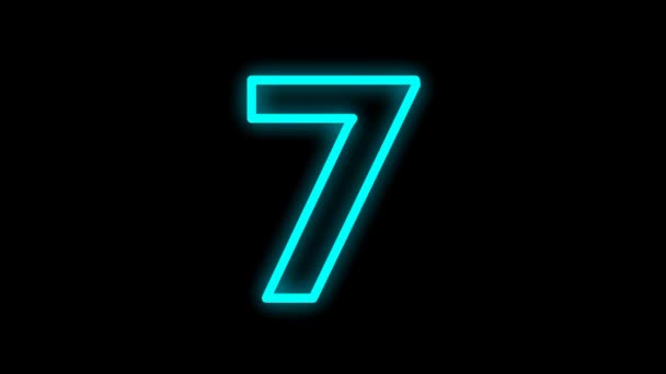 Animation Colorful Number Glowing Shadow Number Isolated Black Background Numerical — Stockvideo