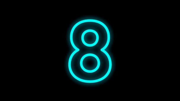 Animation Colorful Number Glowing Shadow Number Isolated Black Background Numerical — Vídeos de Stock