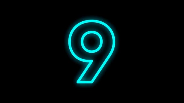 Animation Colorful Number Glowing Shadow Number Isolated Black Background Numerical — Stock videók