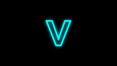 Alfabe harfinin parlayan gölge efektiyle koyu arkaplanda izole edilmiş renkli alfabe çizgi film animasyonu. Alfabe çizgi film görüntüsü çizimi tasarımı.