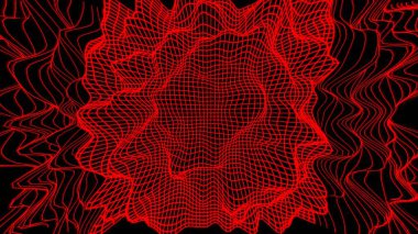 Modern and futuristic colorful network background of 3D soundwave visual equalizer or big data abstract visualization on the black background. Digital technology concept, computerization, and big data.