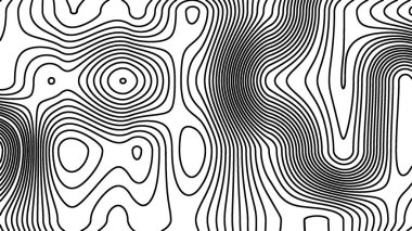 Black and white abstract line contour or thopographic map pattern illustration background. Presentation background design. Suitable for presentation template, wallpaper, backdrop, poster, flyer, etc.
