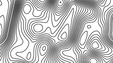 Black and white abstract line contour or thopographic map pattern illustration background. Presentation background design. Suitable for presentation template, wallpaper, backdrop, poster, flyer, etc.