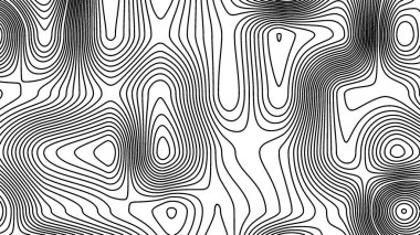 Black and white abstract line contour or thopographic map pattern illustration background. Presentation background design. Suitable for presentation template, wallpaper, backdrop, poster, flyer, etc.