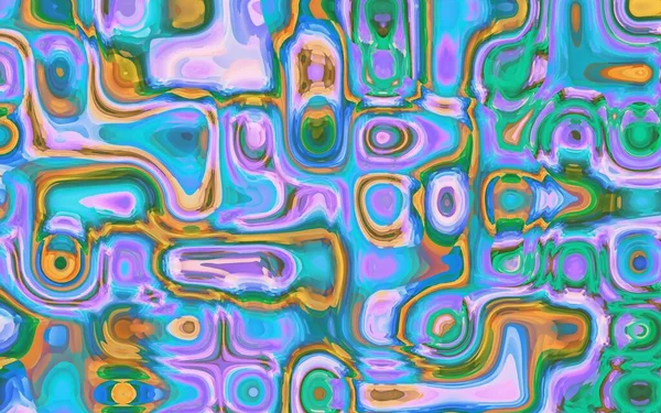 歪んだ円と渦巻きを持つカラフルな抽象的な水彩画の背景 滴下塗料デジタル流体水彩渦効果 — ストック写真