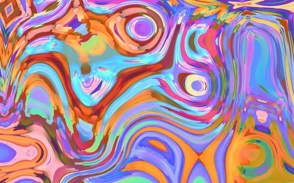 Kleurrijke Abstracte Aquarelachtergrond Met Vervormde Cirkel Werveling Druppelende Verf Digitale — Stockfoto