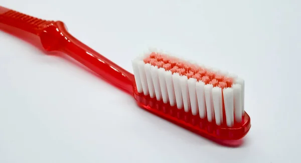 Toothbrush Head Isolated White Background Hairs Toothbrush Close — Stock Photo, Image