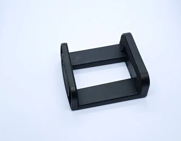 Abrazadera Simple Soporte Plástico Negro Forma Para Smartphone Aislado Sobre — Foto de Stock